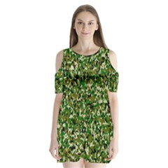 Camo Pattern Shoulder Cutout Velvet  One Piece by BangZart