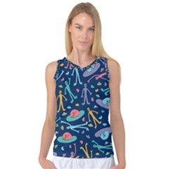 Alien Pattern Blue Women s Basketball Tank Top by BangZart