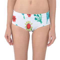 Flowers Fabric Design Mid-waist Bikini Bottoms by BangZart