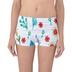 Flowers Fabric Design Reversible Boyleg Bikini Bottoms by BangZart