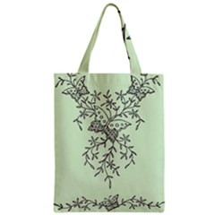 Illustration Of Butterflies And Flowers Ornament On Green Background Zipper Classic Tote Bag by BangZart