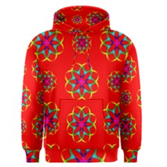 Rainbow Colors Geometric Circles Seamless Pattern On Red Background Men s Pullover Hoodie by BangZart