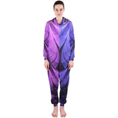 Beautiful Lilac Fractal Feathers Of The Starling Hooded Jumpsuit (ladies)  by jayaprime