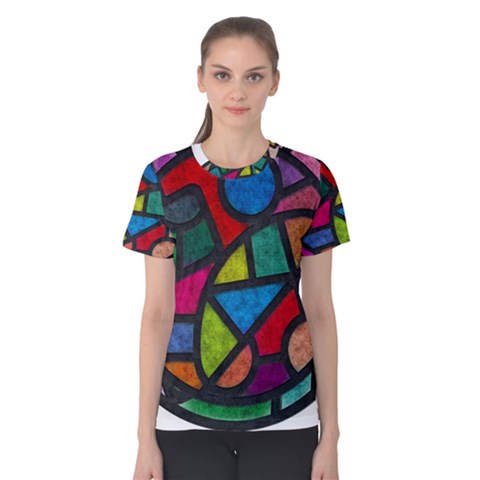 Stained Glass Color Texture Sacra Women s Cotton Tee by BangZart
