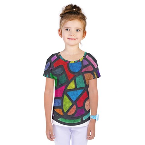 Stained Glass Color Texture Sacra Kids  One Piece Tee by BangZart