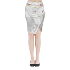 Orchids Flowers White Background Midi Wrap Pencil Skirt by BangZart