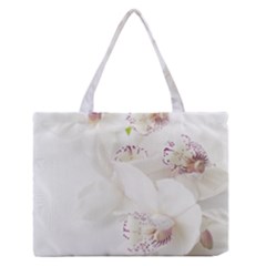 Orchids Flowers White Background Medium Zipper Tote Bag by BangZart