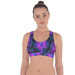 Beautiful Ultraviolet Lilac Orchid Fractal Flowers Cross String Back Sports Bra by jayaprime