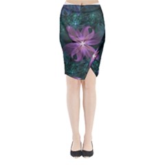 Pink And Turquoise Wedding Cremon Fractal Flowers Midi Wrap Pencil Skirt by jayaprime