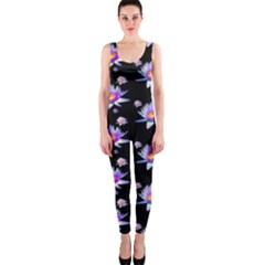Flowers Pattern Background Lilac Onepiece Catsuit by BangZart