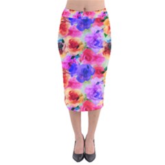 Floral Pattern Background Seamless Velvet Midi Pencil Skirt by BangZart