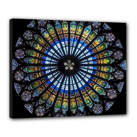 Stained Glass Rose Window In France s Strasbourg Cathedral Canvas 20  X 16  by BangZart