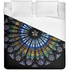 Stained Glass Rose Window In France s Strasbourg Cathedral Duvet Cover (king Size) by BangZart