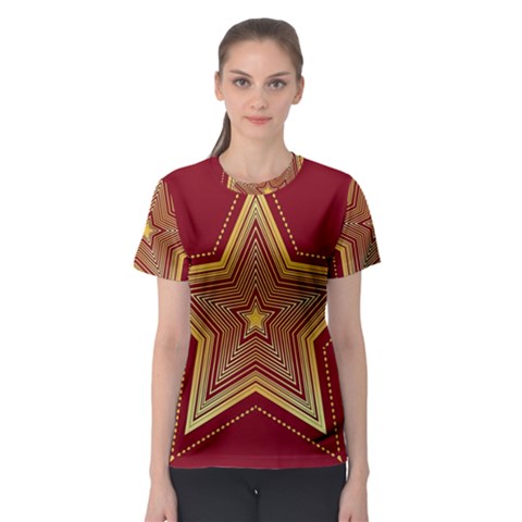 Christmas Star Seamless Pattern Women s Sport Mesh Tee by BangZart