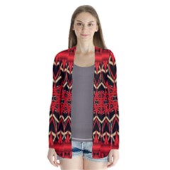 Fractal Wallpaper With Red Tangled Wires Drape Collar Cardigan by BangZart