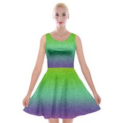 Metallic Rainbow Glitter Texture Velvet Skater Dress by paulaoliveiradesign
