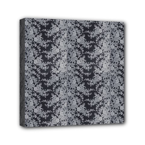 Black Floral Lace Pattern Mini Canvas 6  X 6 