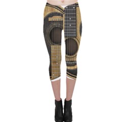 Old And Worn Acoustic Guitars Yin Yang Capri Leggings  by JeffBartels