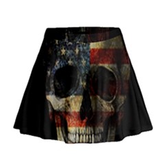 American Flag Skull Mini Flare Skirt by Valentinaart