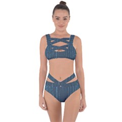 Blue Sparkly Sequin Texture Bandaged Up Bikini Set  by paulaoliveiradesign