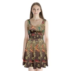 Art Traditional Flower  Batik Pattern Split Back Mini Dress  by BangZart