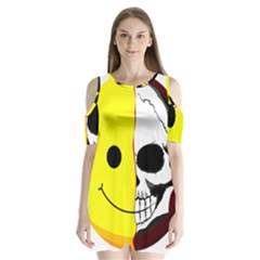 Skull Behind Your Smile Shoulder Cutout Velvet  One Piece by BangZart