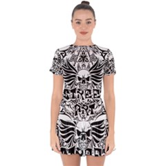 Tattoo Tribal Street Art Drop Hem Mini Chiffon Dress by Valentinaart