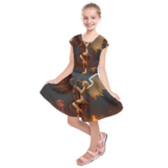 Angels Wings Curious Hell Heaven Kids  Short Sleeve Dress by BangZart
