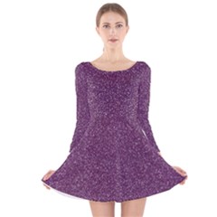 Purple Colorful Glitter Texture Pattern Long Sleeve Velvet Skater Dress by paulaoliveiradesign