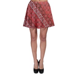 Red Batik Background Vector Skater Skirt by BangZart