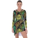 Psytrance Abstract Colored Pattern Feather Asymmetric Cut-Out Shift Dress View1