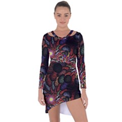 Fractal Swirls Asymmetric Cut-out Shift Dress by BangZart