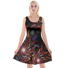 Fractal Swirls Reversible Velvet Sleeveless Dress by BangZart