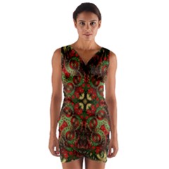 Fractal Kaleidoscope Wrap Front Bodycon Dress