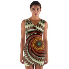 Fractal Pattern Wrap Front Bodycon Dress