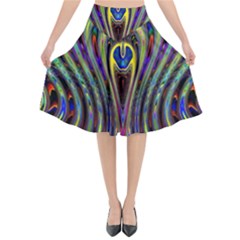 Curves Color Abstract Flared Midi Skirt by BangZart