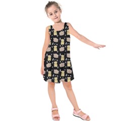 Cute Hamster Pattern Black Background Kids  Sleeveless Dress by BangZart