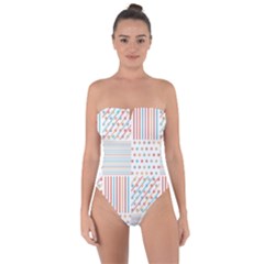 Simple Saturated Pattern Tie Back One Piece Swimsuit by linceazul