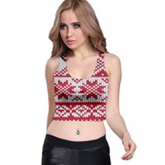 Crimson Knitting Pattern Background Vector Racer Back Crop Top by BangZart