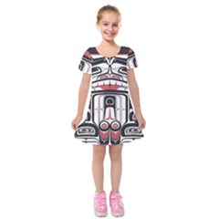 Ethnic Traditional Art Kids  Short Sleeve Velvet Dress by BangZart