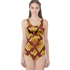 Snake Skin Pattern Vector One Piece Swimsuit by BangZart