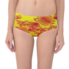 Floral Fractal Pattern Mid-waist Bikini Bottoms by BangZart