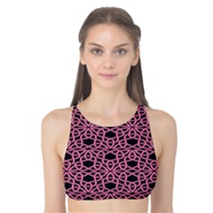 Triangle Knot Pink And Black Fabric Tank Bikini Top