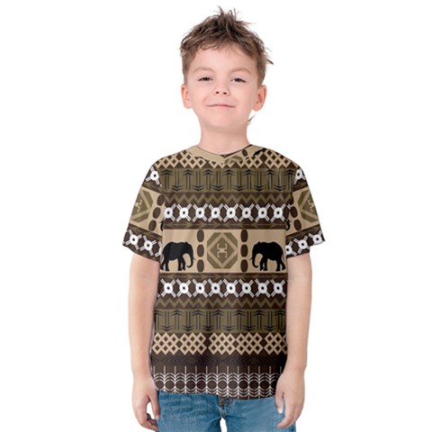 Elephant African Vector Pattern Kids  Cotton Tee by BangZart