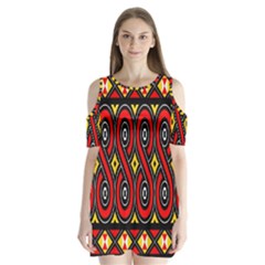 Toraja Traditional Art Pattern Shoulder Cutout Velvet  One Piece by BangZart