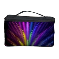 Colored Rays Symmetry Feather Art Cosmetic Storage Case by BangZart