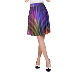 Colored Rays Symmetry Feather Art A-line Skirt by BangZart