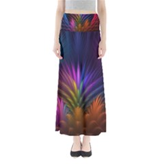 Colored Rays Symmetry Feather Art Full Length Maxi Skirt by BangZart