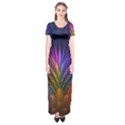 Colored Rays Symmetry Feather Art Short Sleeve Maxi Dress View1