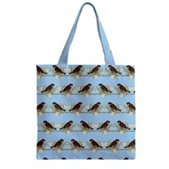 Sparrows Zipper Grocery Tote Bag by SuperPatterns